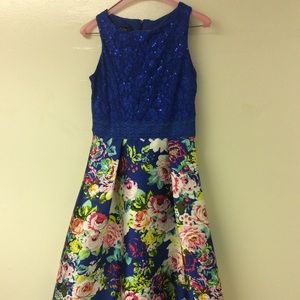 Girls Blue and Floral dress